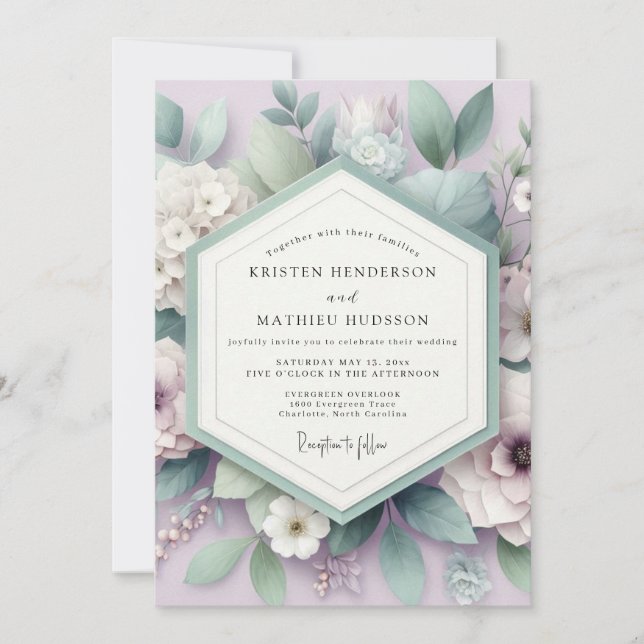 Lavender Ethereal Botanical Wedding Invitation (Front)