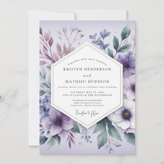 Lavender Ethereal Botanicals Wedding Invitation (Front)