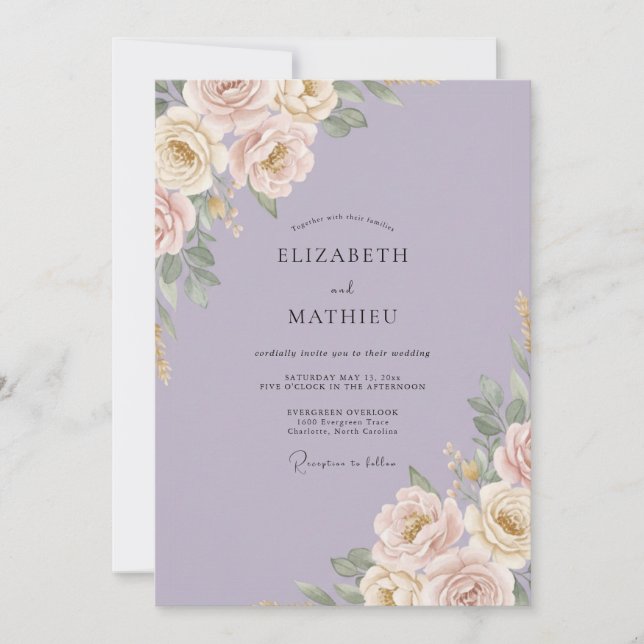 Lavender Ethereal Floral Romance Wedding Invitation (Front)