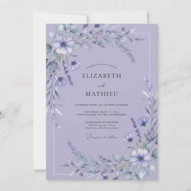 Lavender Ethereal Flourish Wedding Invitation (Front)