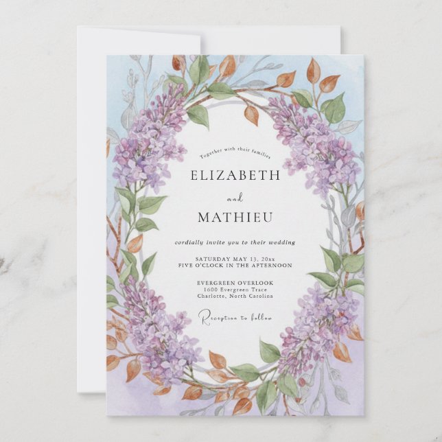 Lavender Ethereal Lilac Spring Wedding Invitation (Front)