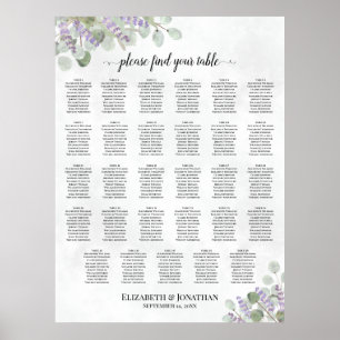 Lavender Eucalyptus 29 Table Wedding Seating Chart