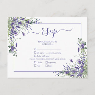 Lavender Eucalyptus Botanical Script Wedding RSVP Invitation Postcard