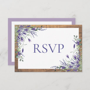 Lavender Eucalyptus Botanical Wood Wedding RSVP