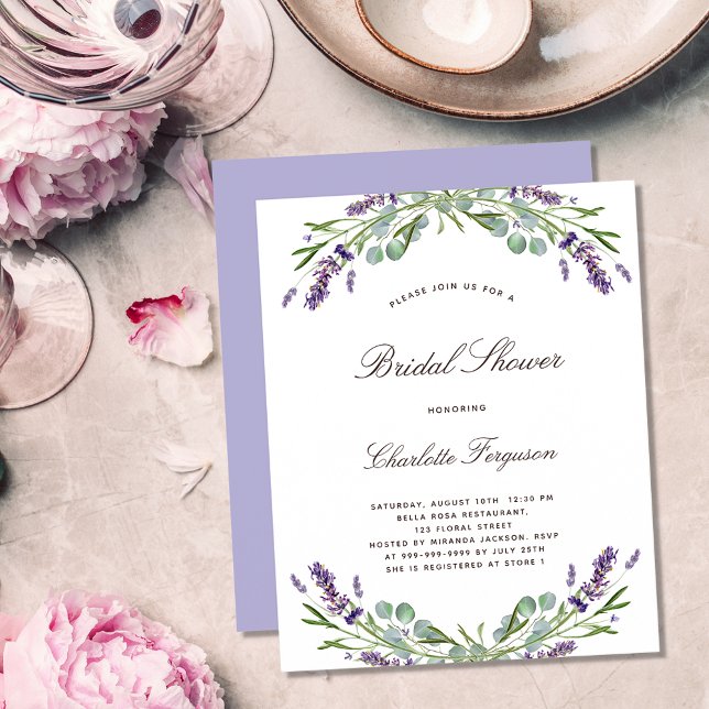 Lavender eucalyptus floral budget bridal shower flyer (Creator Uploaded)
