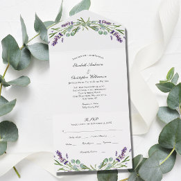 Lavender Eucalyptus Floral Budget Wedding All In One Invitation