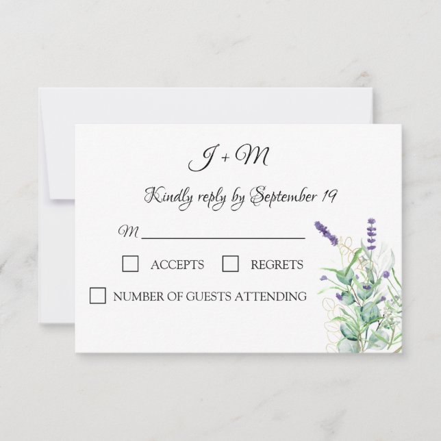 Lavender Eucalyptus Floral Rustic Modern RSVP Card (Front)
