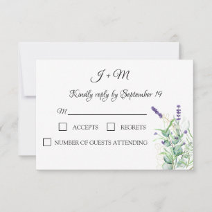 Lavender Eucalyptus Floral Rustic Modern RSVP Card