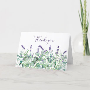 Lavender Eucalyptus Floral Wedding Thank you  Card