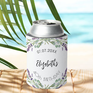 Lavender eucalyptus greenery birthday can cooler