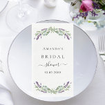Lavender eucalyptus greenery bridal shower napkin<br><div class="desc">A stylish white background decorated with violet lavender flowers and eucalyptus greenery.  Personalise and add a name and a date.</div>