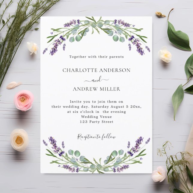 Lavender eucalyptus greenery evening wedding  invitation (Creator Uploaded)