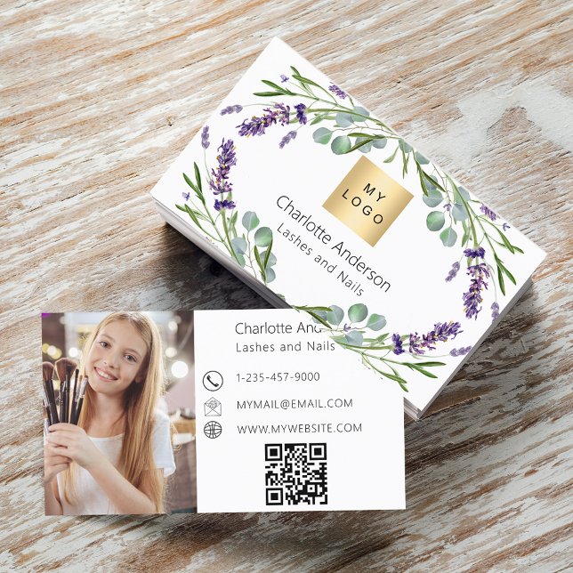 Lavender eucalyptus greenery logo photo QR code Business Card (Creator Uploaded)