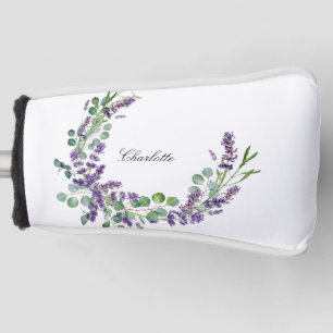 Lavender eucalyptus greenery name script golf head cover