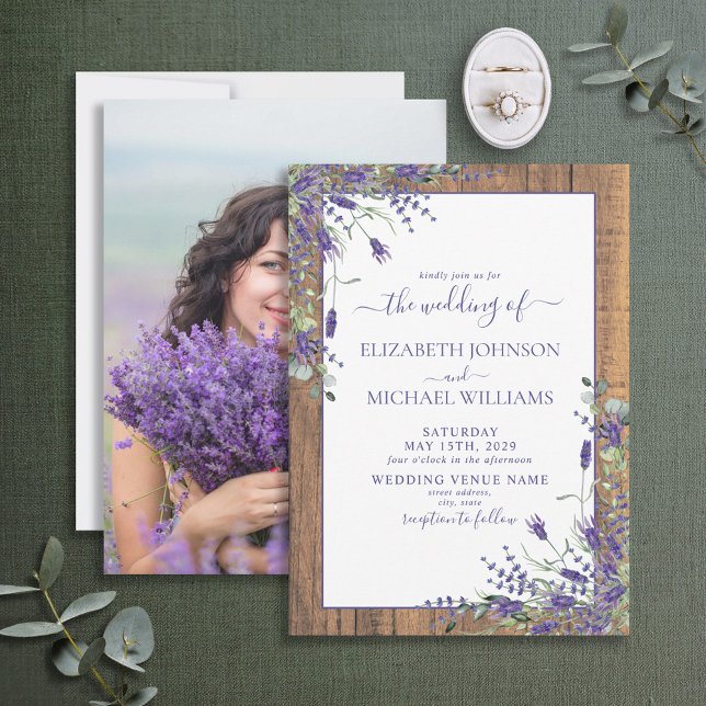 Lavender Eucalyptus Greenery Photo Wedding Invitation (Creator Uploaded)