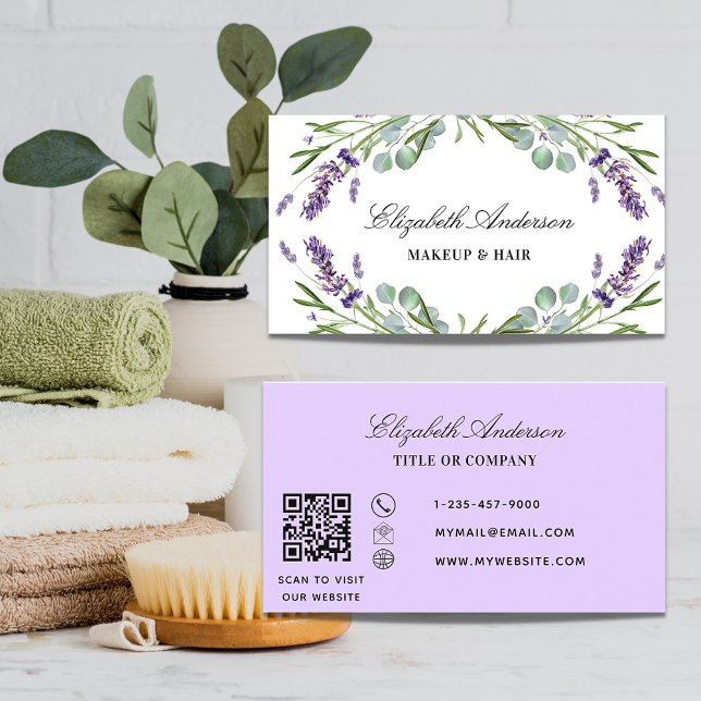 Lavender eucalyptus greenery QR code Business Card (Creator Uploaded)