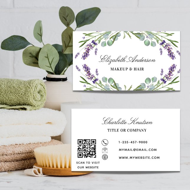 Lavender eucalyptus greenery QR code Business Card (Creator Uploaded)