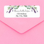 Lavender eucalyptus greenery return address label<br><div class="desc">A white background decorated with lavender florals,  flowers and eucalyptus greenery. Personalise and add your name and address. Perfect for a bridal shower,  baby shower or birthday party invitations.</div>