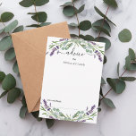 Lavender eucalyptus greenery wedding advice card<br><div class="desc">White background,  decorated with lavender florals and eucalyptus greenery.  Personalise and add your names.</div>