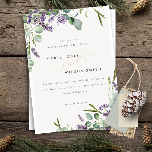 Lavender Eucalyptus Leafy Bunch Vow Renewal Invite (Creator Uploaded)