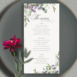 Lavender Eucalyptus Leafy Bunch Wedding Menu Card<br><div class="desc">If you need any further customisation please feel free to message me on yellowfebstudio@gmail.com.</div>