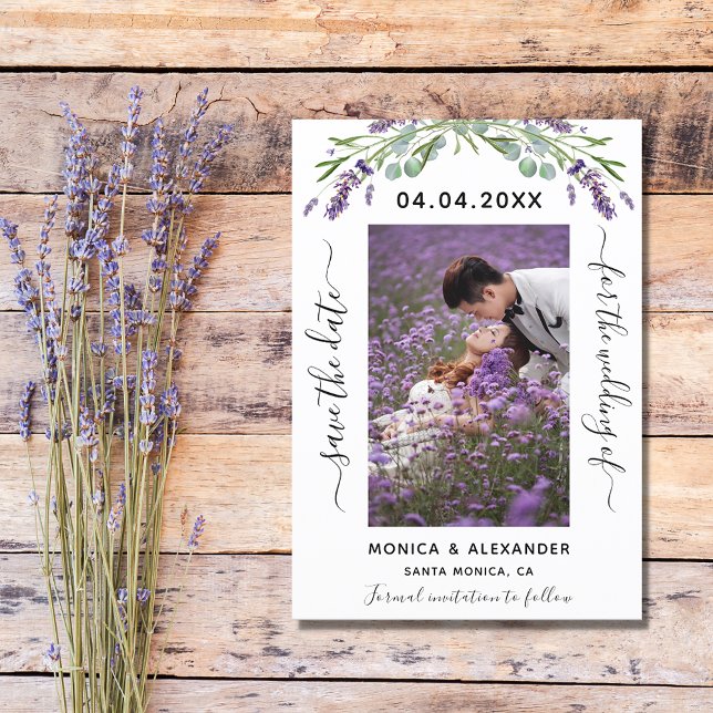 Lavender eucalyptus photo wedding Save the Date (Creator Uploaded)