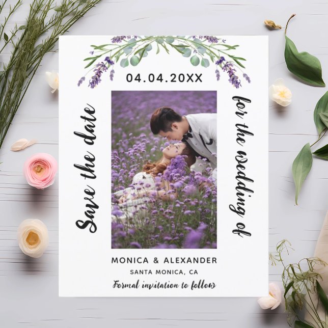Lavender eucalyptus photo wedding Save the Date Flyer (Creator Uploaded)