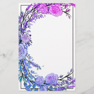Lavender, Eucalyptus,  pink purple teal roses    Stationery