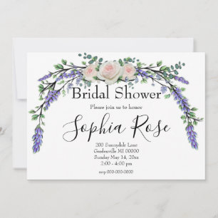 Lavender Eucalyptus pink white roses  Invitation