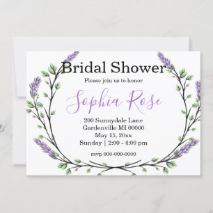 Lavender Eucalyptus romantic boho Bridal shower In Invitation