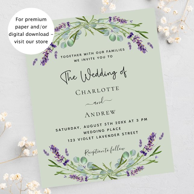 Lavender eucalyptus sage budget wedding invitation (Creator Uploaded)