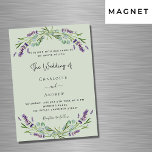 Lavender eucalyptus sage green luxury wedding magnetic invitation<br><div class="desc">A sage green background decorated with lavender flowers and eucalyptus greenery. Personalise and your names and details.</div>