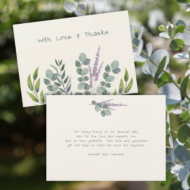 Lavender Eucalyptus Stems Thank You Message Card (Creator Uploaded)
