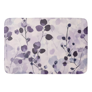 Lavender Eucalyptus Watercolor Floral  Bath Mat
