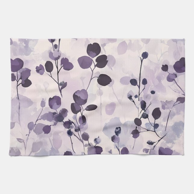 Lavender Eucalyptus Watercolor Floral  Tea Towel (Horizontal)