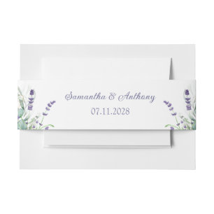 Lavender Eucalyptus Watercolor Herbs Purple Invitation Belly Band