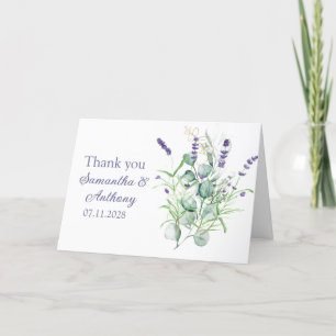 Lavender Eucalyptus Watercolor Herbs Wedding Thank You Card