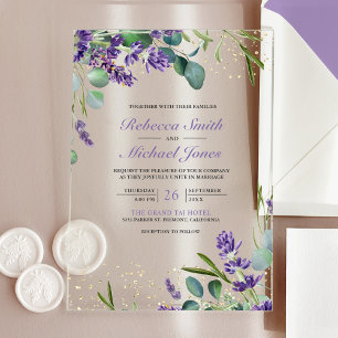 Lavender Eucalyptus Wedding Acrylic Invitations