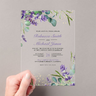 Lavender Eucalyptus Wedding Acrylic Invitations