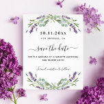 Lavender eucalyptus wedding budget save the date flyer<br><div class="desc">Please note that this Save the date is on flyer paper and very thin. Envelopes are not included. For thicker Save the Date cards (same design) please visit our store. A modern and elegant Save the Date for a wedding. A white background decorated with lavender flowers and eucalyptus greenery. Personalise...</div>
