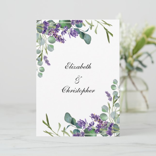 Lavender Eucalyptus Wedding Main Table Cards (Standing Front)