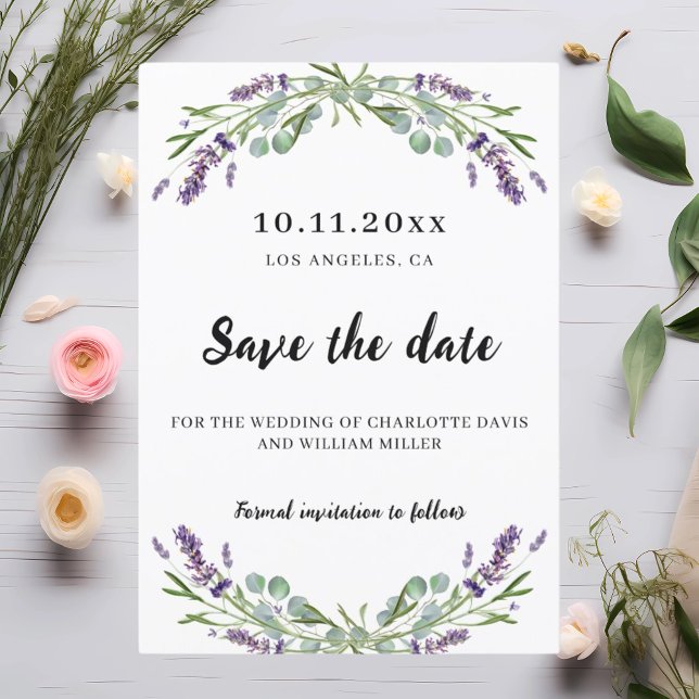 Lavender eucalyptus wedding save the date (Creator Uploaded)