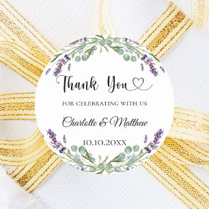 Lavender eucalyptus wedding thank you classic round sticker