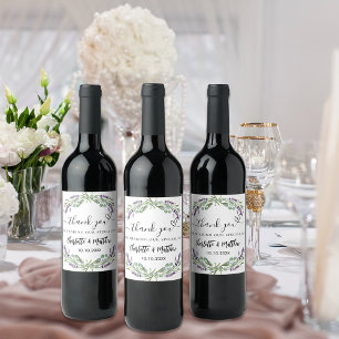 Lavender eucalyptus wedding thank you wine label