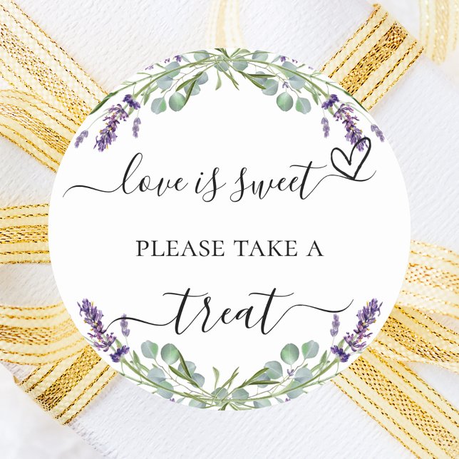 Lavender eucalyptus wedding treat favour classic round sticker (Creator Uploaded)