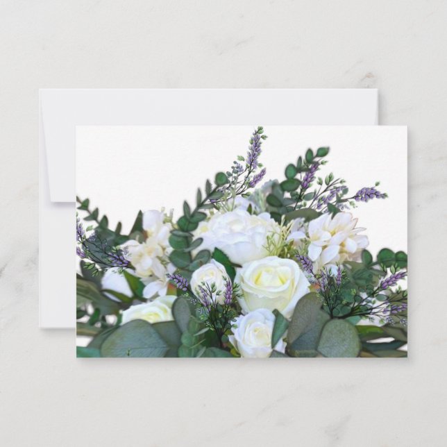 Lavender Eucalyptus white roses greenery       RSVP Card (Back)