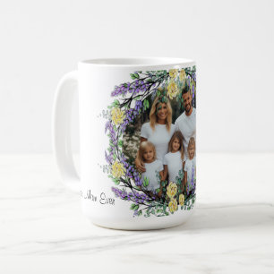 Lavender eucalyptus yellow rose personalised photo coffee mug