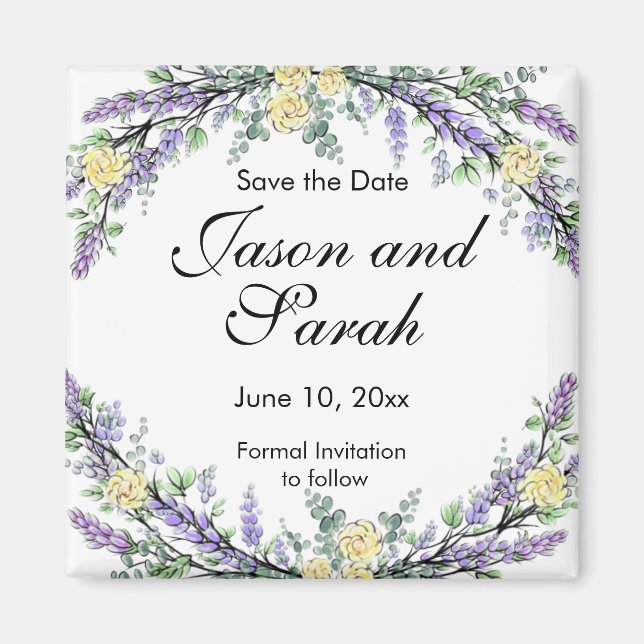 Lavender eucalyptus yellow roses magnet (Front)