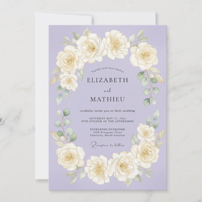 Lavender Exquisite Spring Wedding Invitation (Front)
