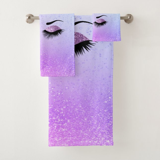 Lavender Eyes On Colourful Background Bath Towel Set (Insitu)